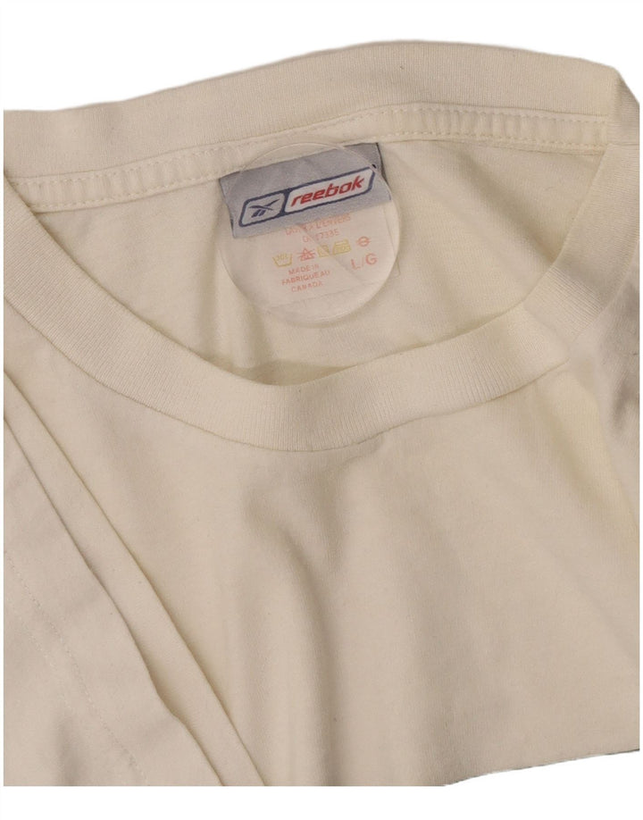Reebok T-Shirt Graphique Homme Large Blanc Cassé Coton