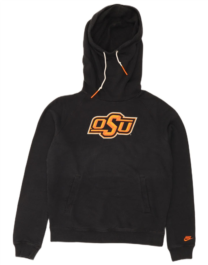 NIKE Pull à capuche graphique pour femme UK 14 en coton noir moyen