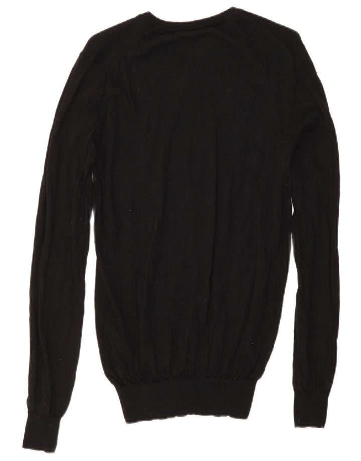 Reiss Pull col V pour homme en laine noire Taille S