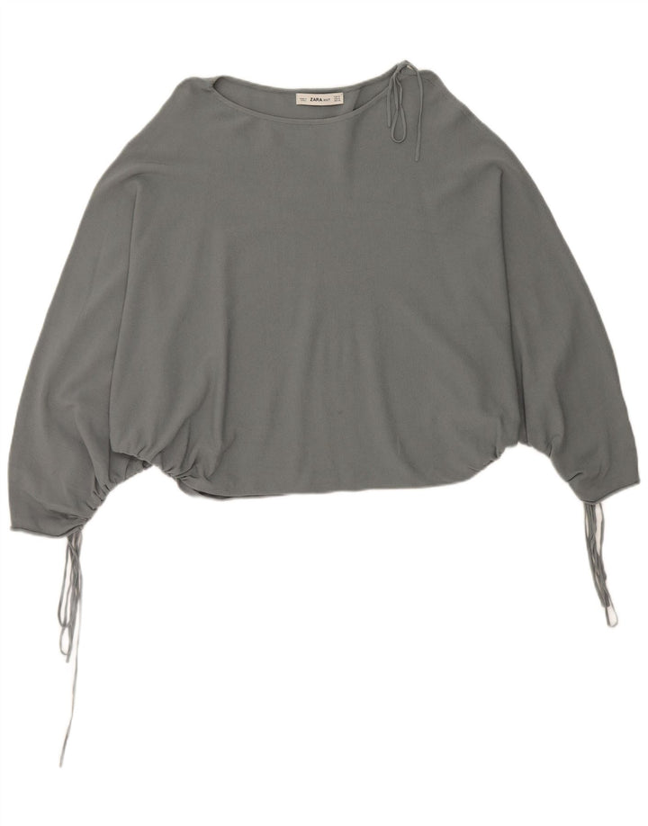 Zara Womens Batwing Blouse Top UK 14 Gris Moyen