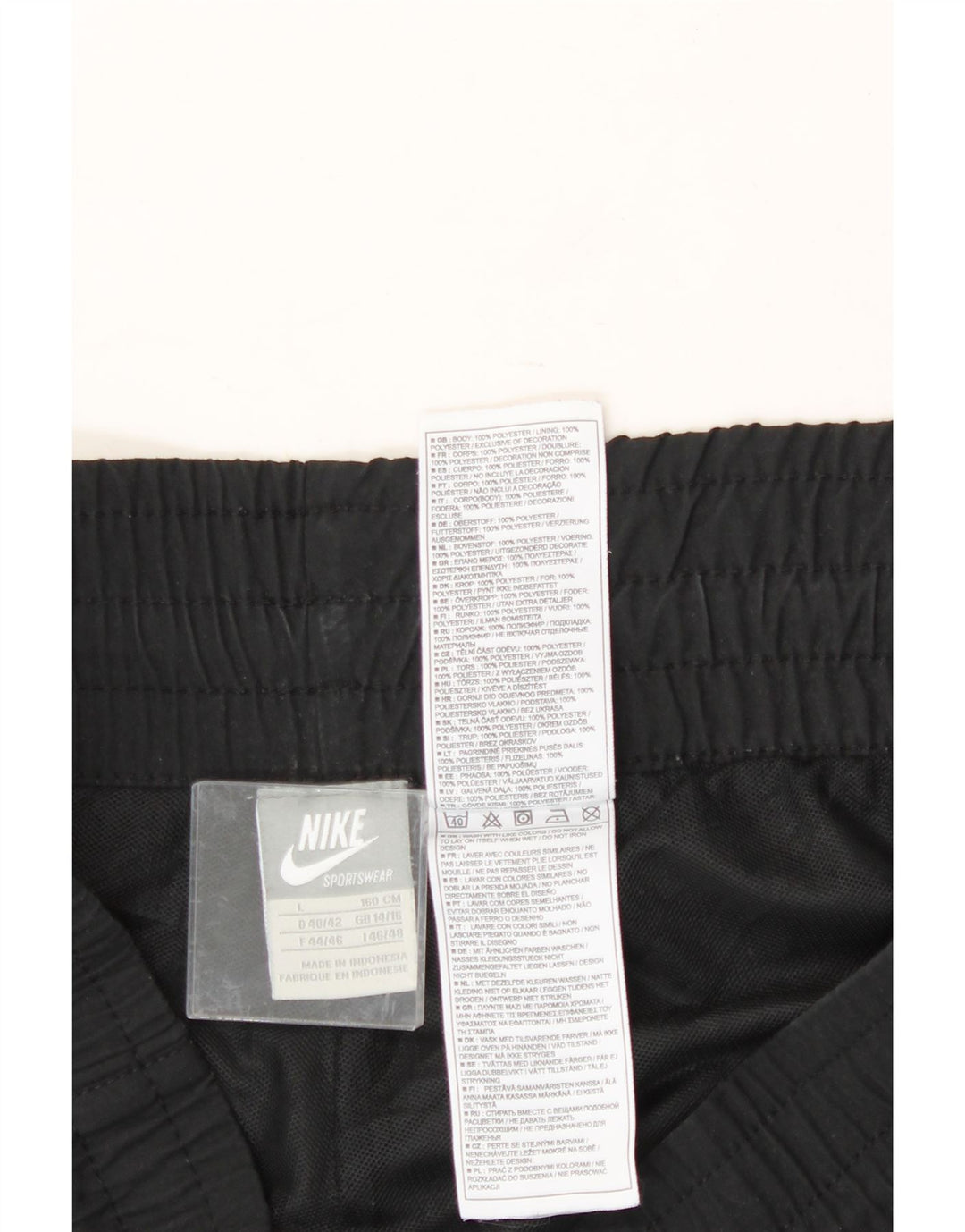NIKE Womens Tracksuit Trousers UK 14/16 Large Black Polyester Vintage Nike and Second-Hand Nike from Messina Hembry 