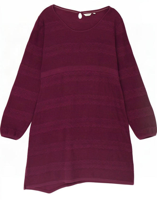 Fat Face Robe pull à manches longues pour femme UK 44 en coton rayé marron moyen