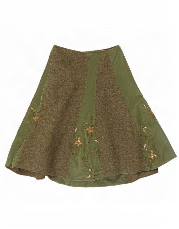 Monsoon Jupe trapèze pour femme UK 10 Small W30 Vert Floral