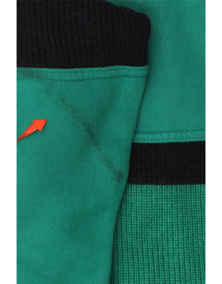 VINTAGE Pull Cardigan Homme Grande Laine Colorblock Verte