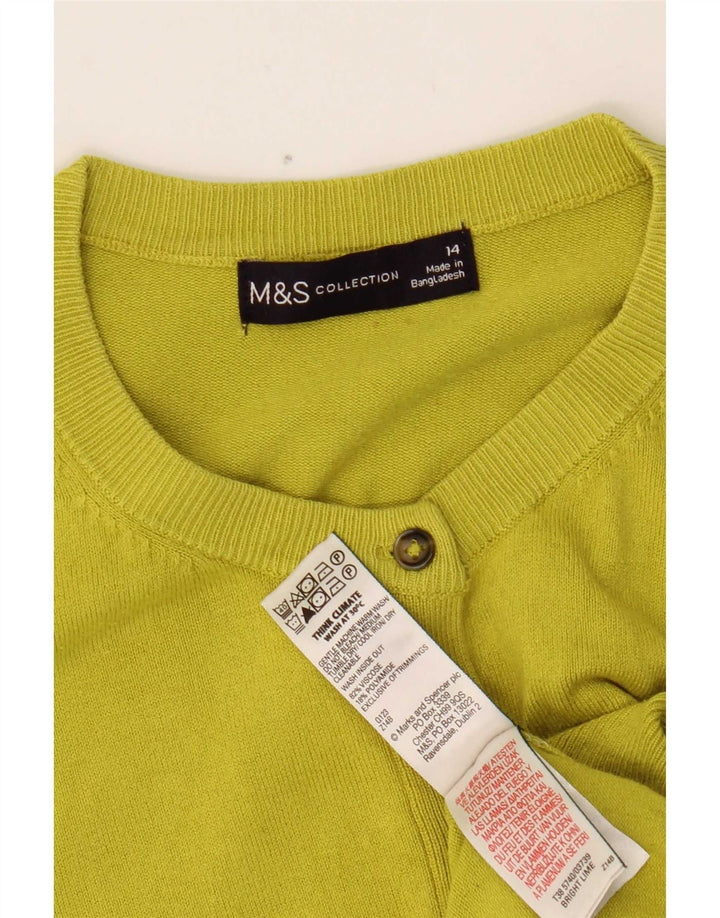 Marks & Spencer Pull cardigan court pour femme UK 14 Viscose jaune moyen