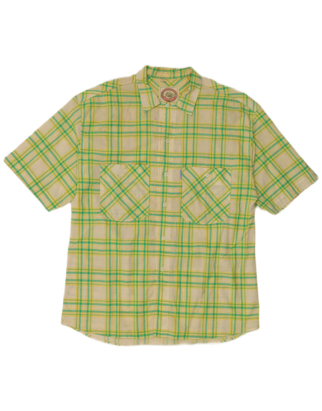 CASUCCI Chemise à manches courtes pour hommes, grands carreaux verts