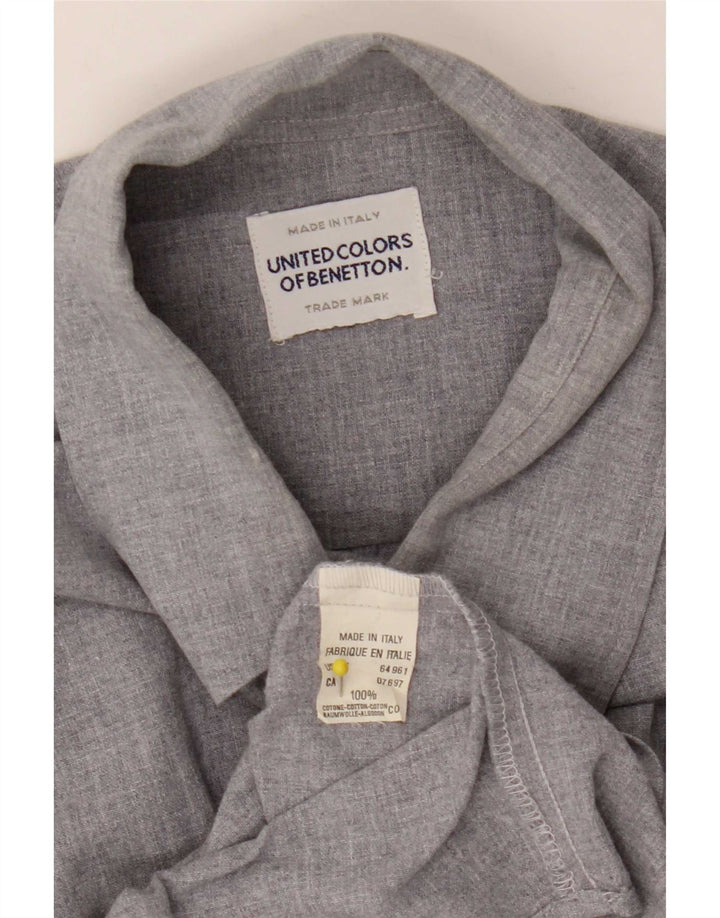 Benetton Chemise Homme Large Gris Coton