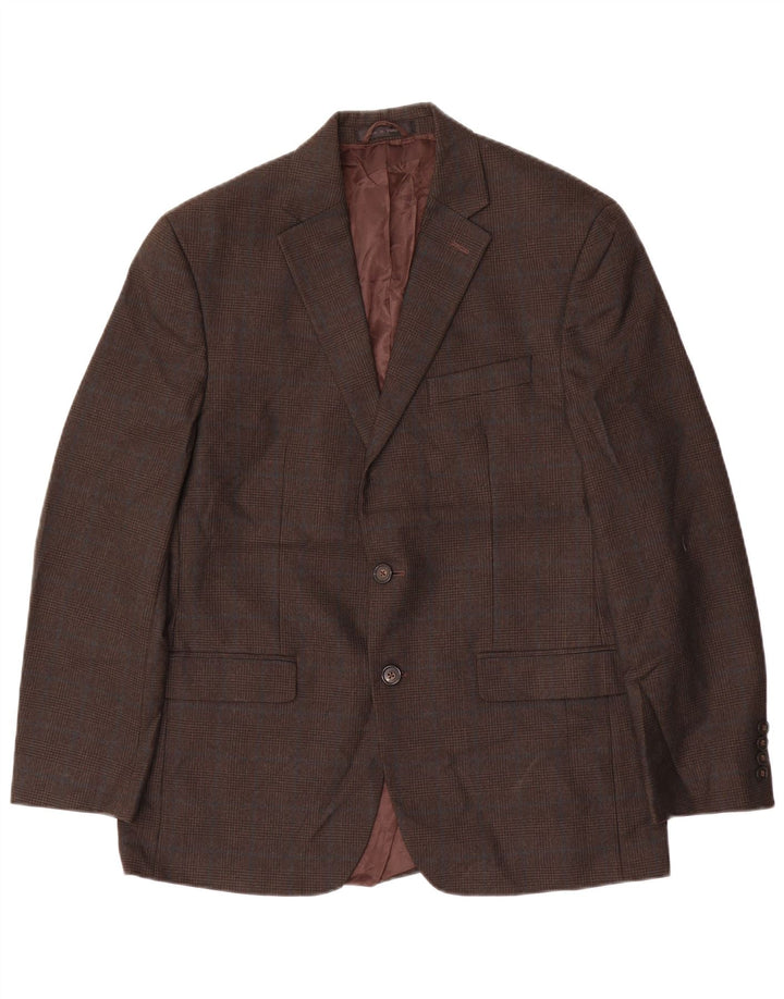 Chaps Veste Blazer 2 Boutons Homme UK 40 Grand Marron à Carreaux Polyester