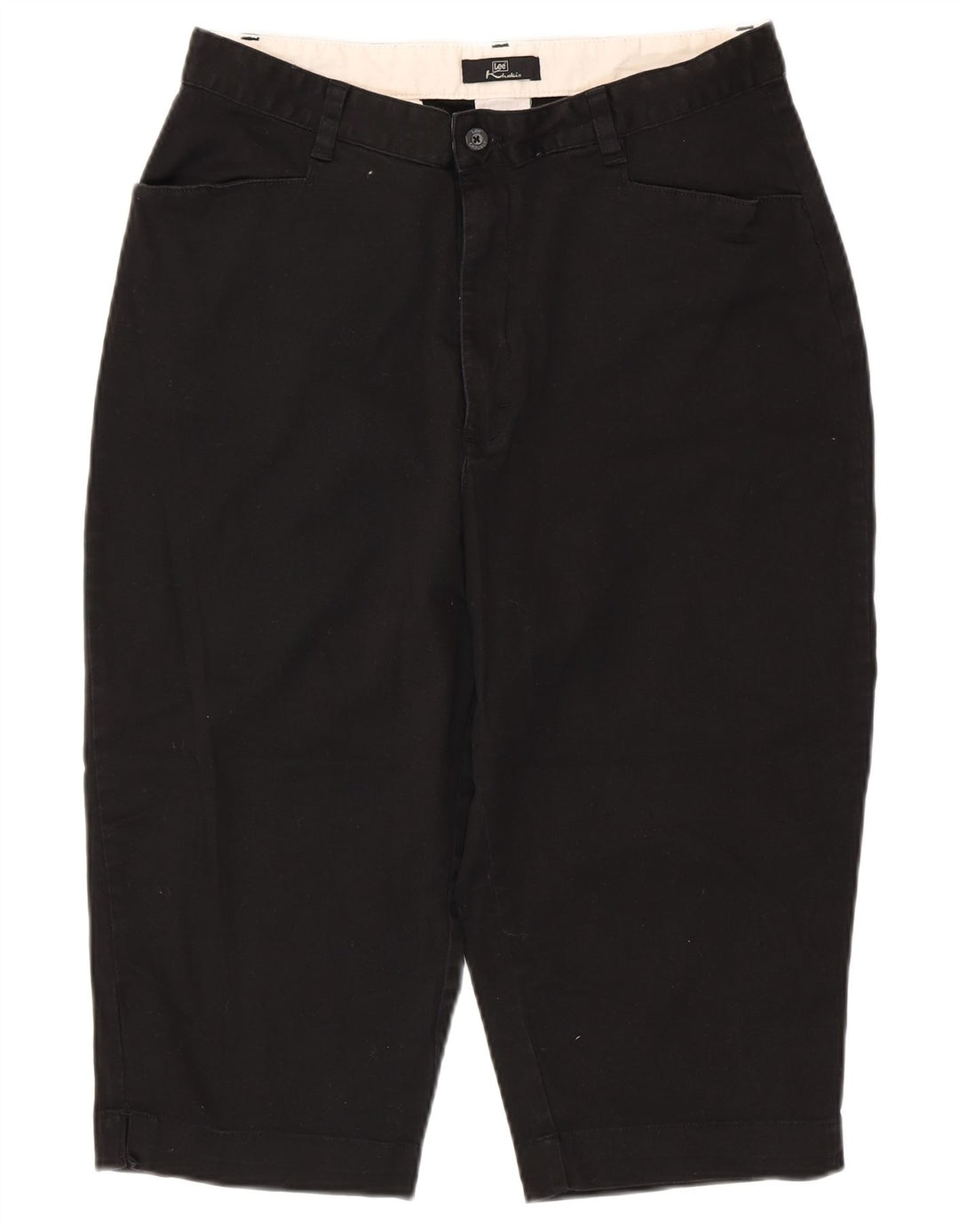 LEE Pantalon Capri Taille Haute Kaki pour Femme US 16 2XL W32 L18 Coton Noir