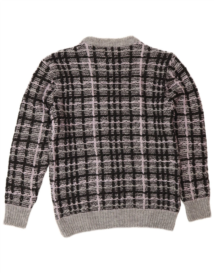 Zara Pull Col Rond Homme Gris Moyen Carreaux Acrylique