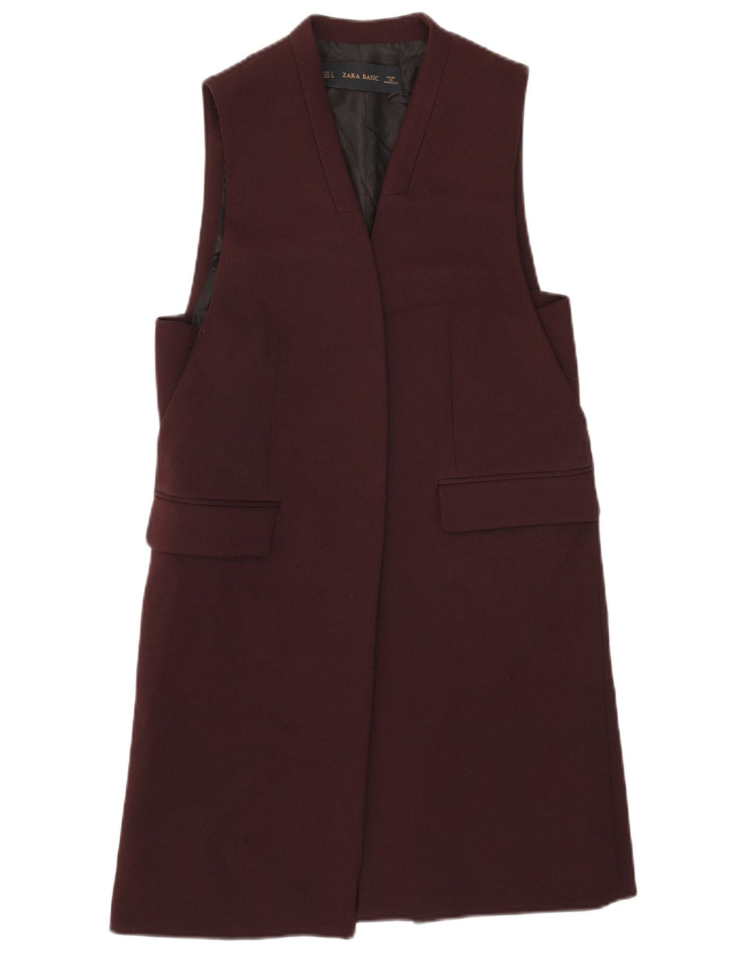 ZARA Femme Gilet Ouvert UK 10 Petit Marron Polyester