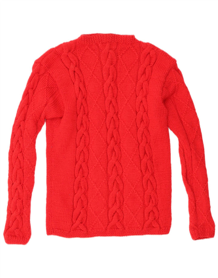 vintage Femmes Turtle Neck Jumper Pull UK 12 Rouge Moyen