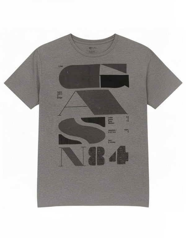 Gas T-Shirt Graphique Homme Top XL Gris Coton