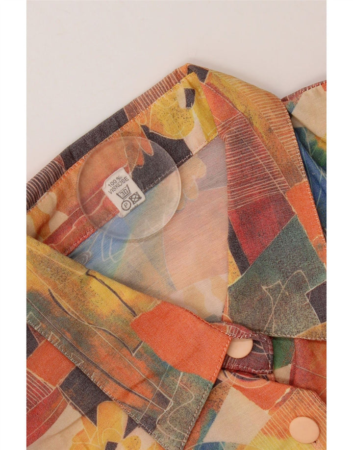 Vintage Femme Motif Abstrait Chemise à Manches Courtes UK 20 2XL Multicolore