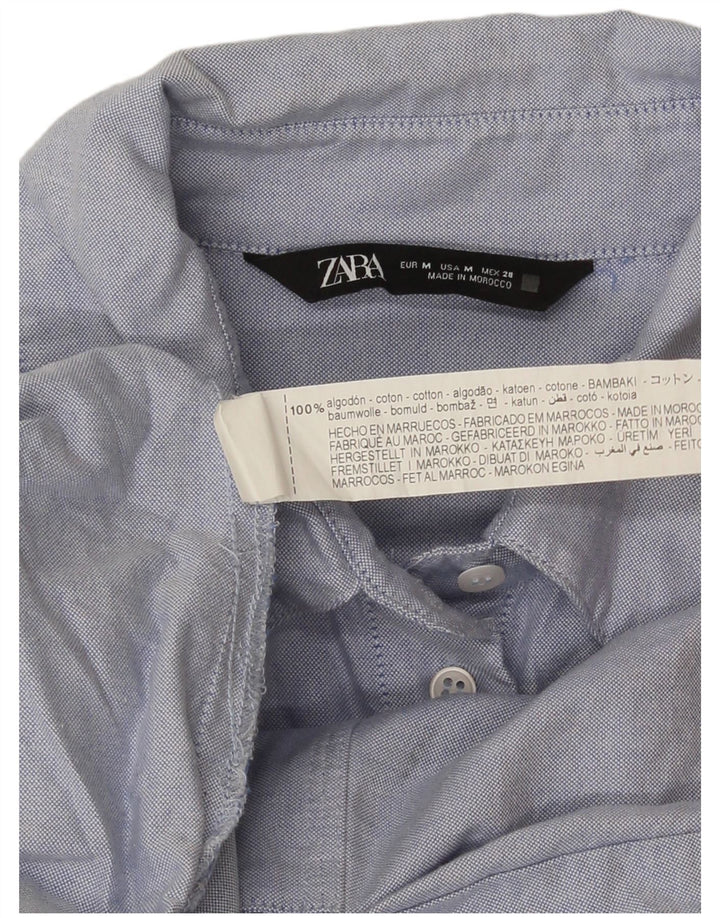 Zara Chemise longue surdimensionnée pour femme UK 14 Bleu moyen Coton