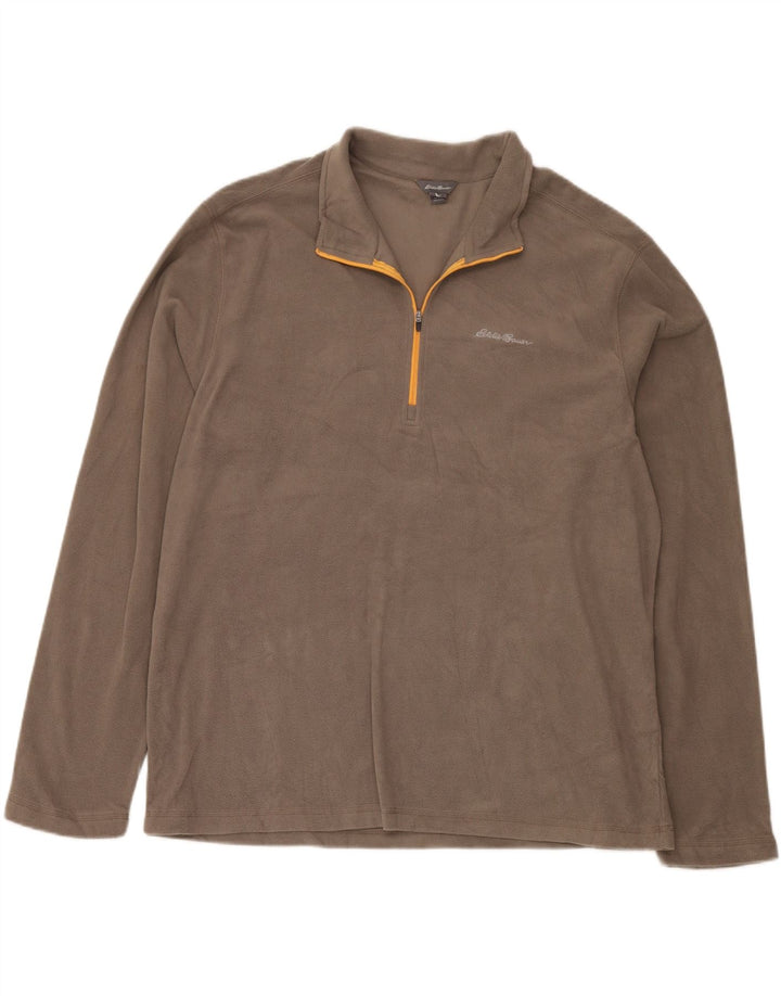 EDDIE BAUER Pull Polaire Col Zippé Homme XL Gris Polyester