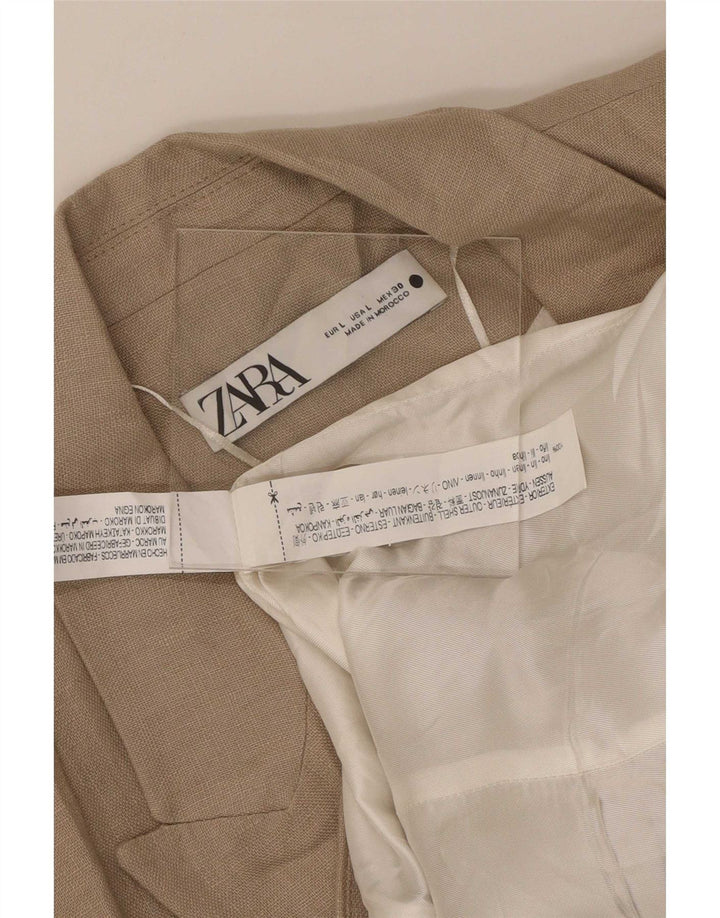 Zara Womens 1 Button Blazer Jacket UK 14 Grand Lin Beige