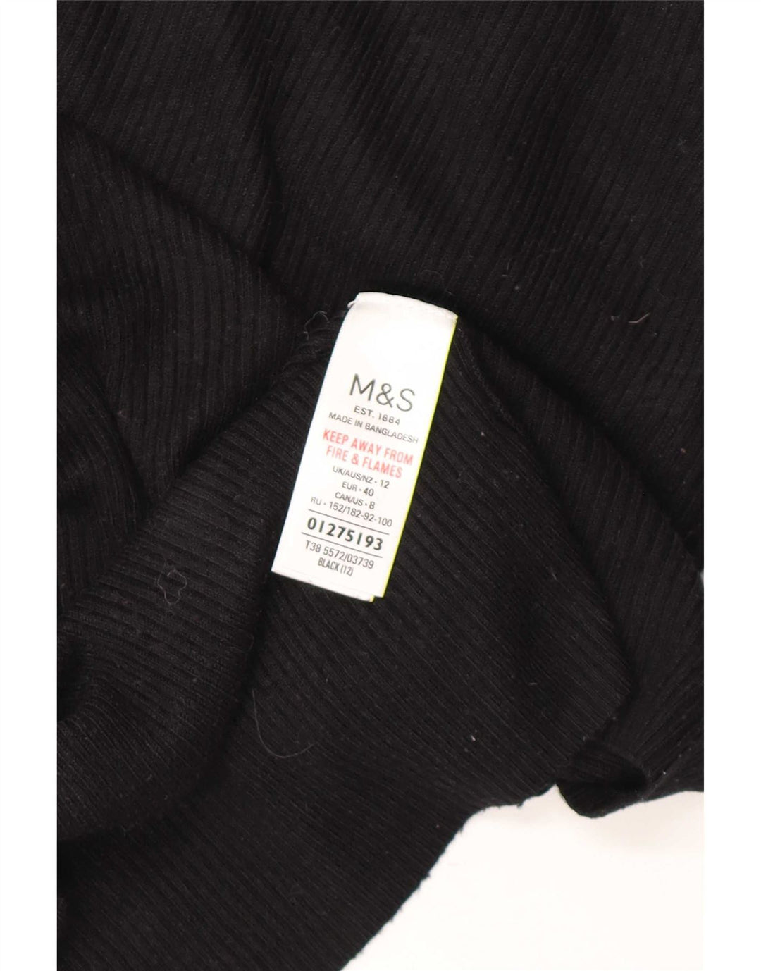 Marks & Spencer Pull col roulé pour femme UK 12 Medium Noir Viscose