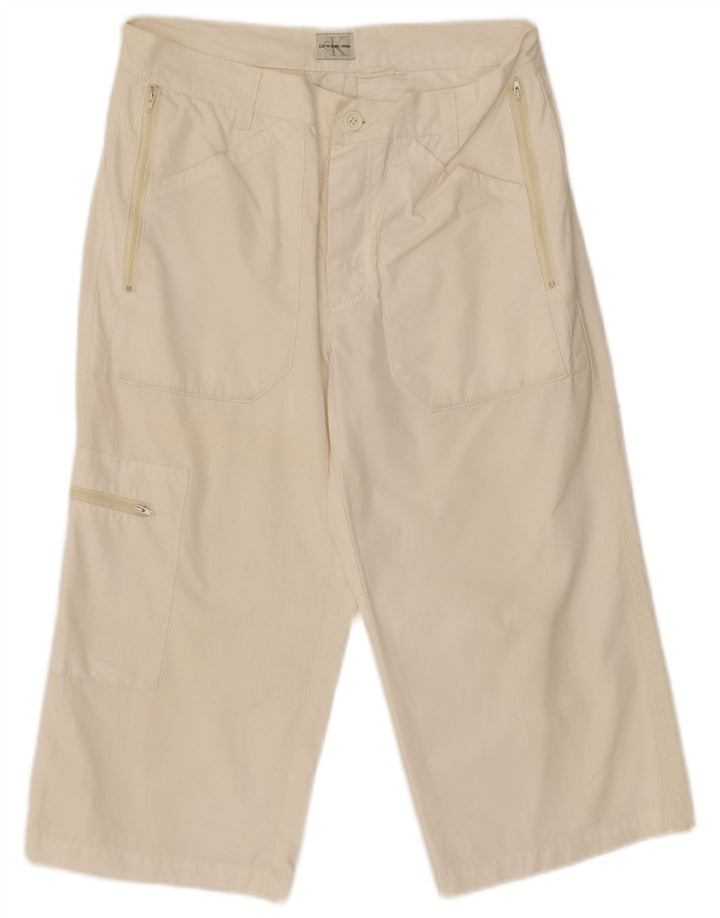 CALVIN KLEIN Womens Cargo Capri Trousers W32 L20 White