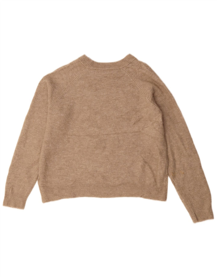 Zara Femme Pull Col Bateau UK 14 Beige Moyen Polyamide
