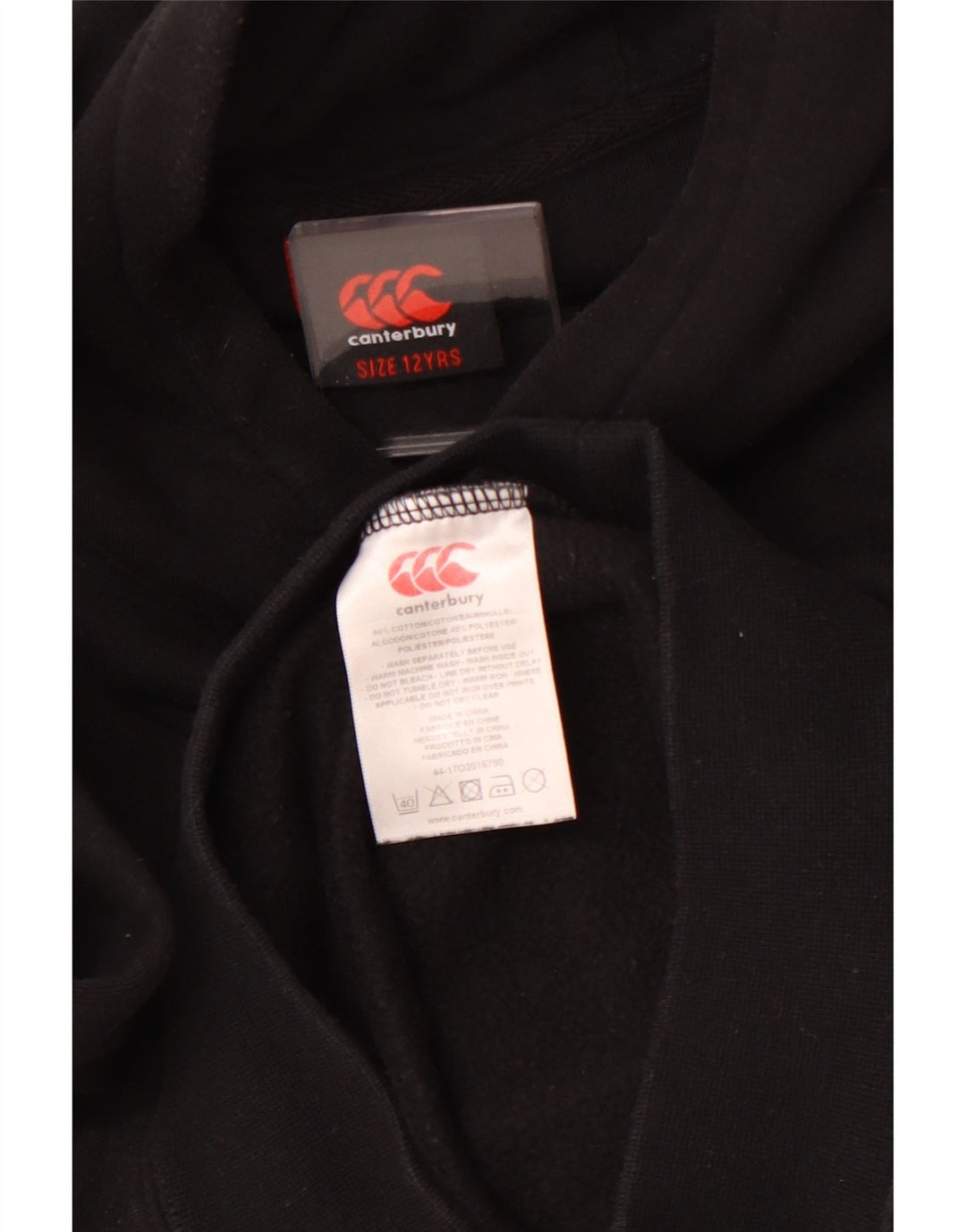 CANTERBURY Pull à capuche garçon 11-12 ans Noir Coton