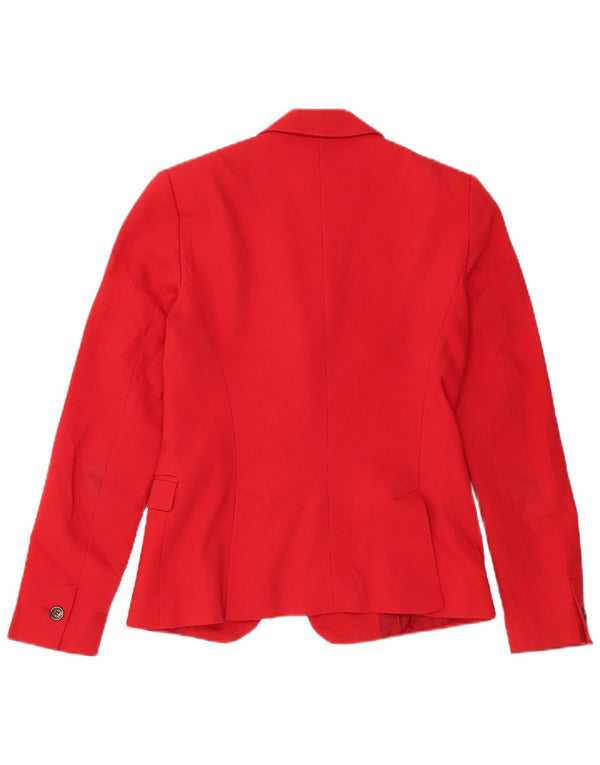 Zara Veste Blazer 1 Bouton Femme UK 10 Petit Coton Rouge