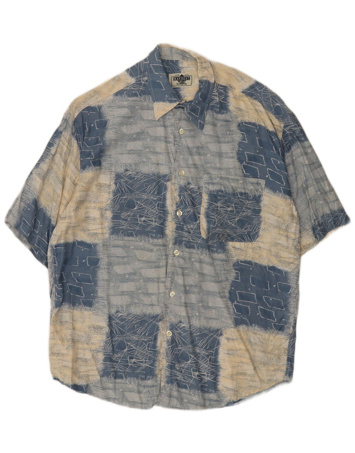 RAYBEST Chemise à Manches Courtes Homme Bleu Moyen Géométrique
