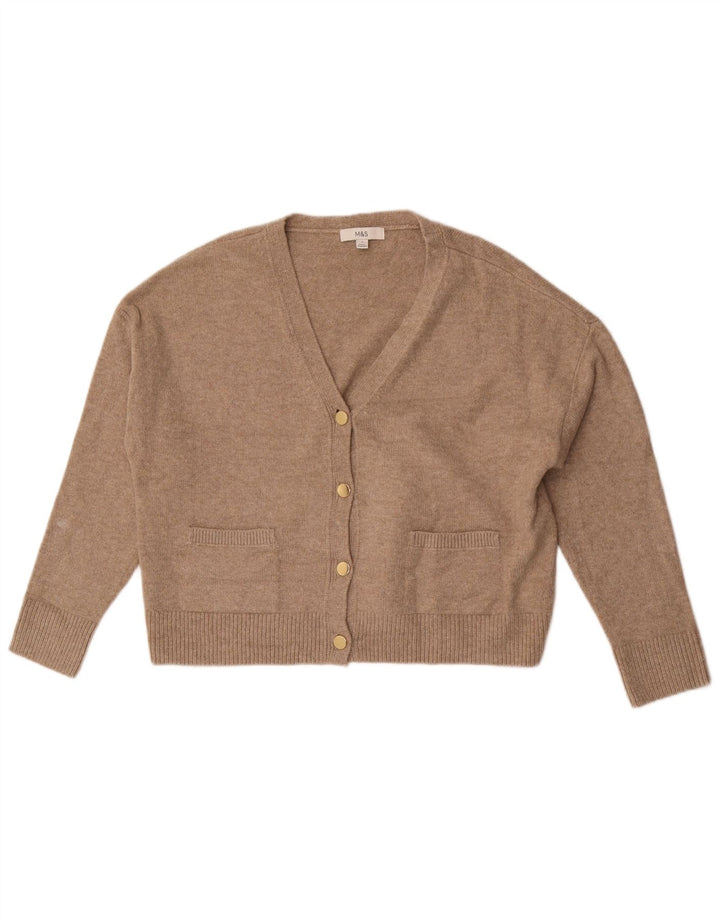 Marks & Spencer Pull cardigan court pour femme UK 14 Marron moyen Polyester