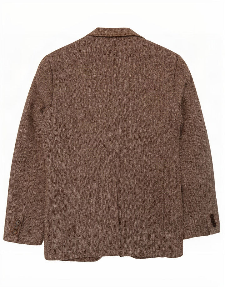 Gap Veste Blazer 2 Boutons Homme UK 36 Petit Marron Chevrons Polyamide