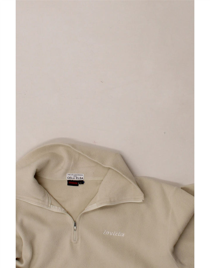 INVICTA Womens Zip Neck Fleece Jumper UK 16 Large Beige Polyester Vintage Invicta and Second-Hand Invicta from Messina Hembry 