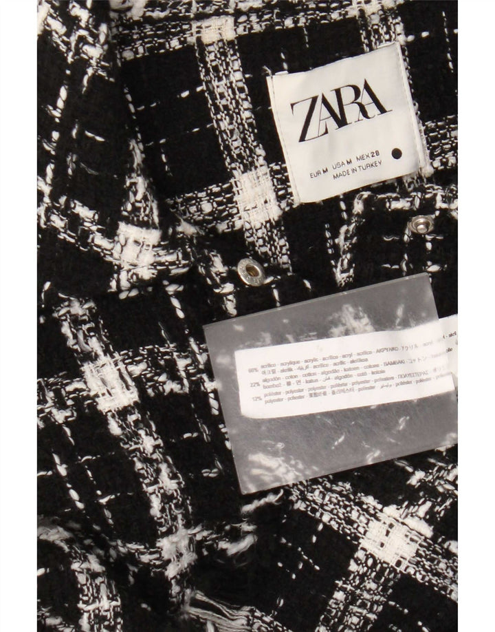 Zara Femme Surchemise Chemise Oversize UK 14 Moyen Noir Check Acrylique