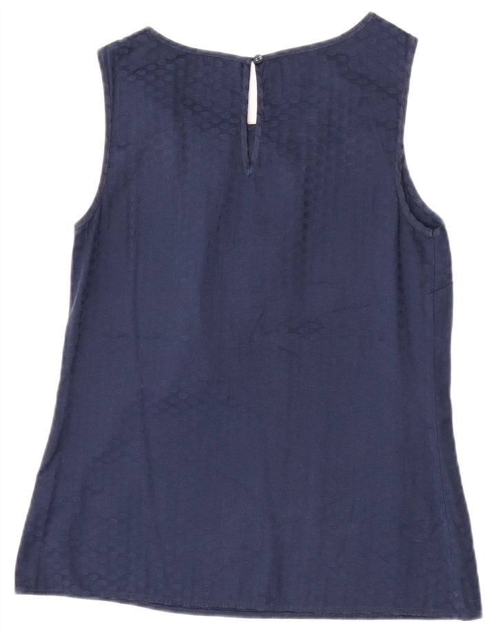 Oasis Chemisier sans manches pour femme UK 42 Bleu marine moyen à pois en polyester