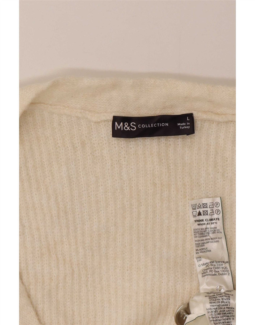 Marks & Spencer Pull cardigan surdimensionné pour femme UK 16 Large Blanc cassé
