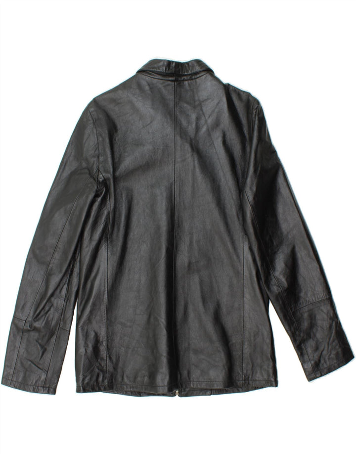 VINTAGE Womens Leather Jacket IT 48 XL Black Leather Vintage Vintage and Second-Hand Vintage from Messina Hembry 