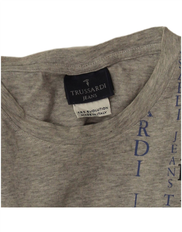 Trussardi Jeans T-Shirt Graphique Haut Large Gris Moucheté Homme