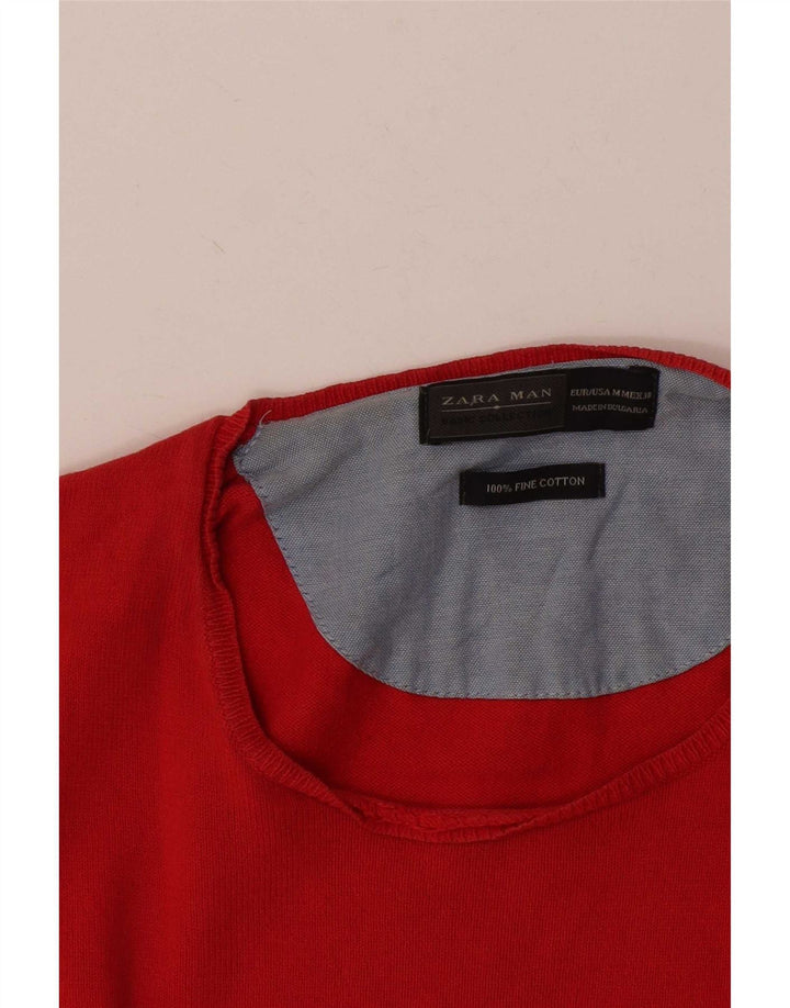Zara Pull Col Bateau Homme Rouge Moyen Coton