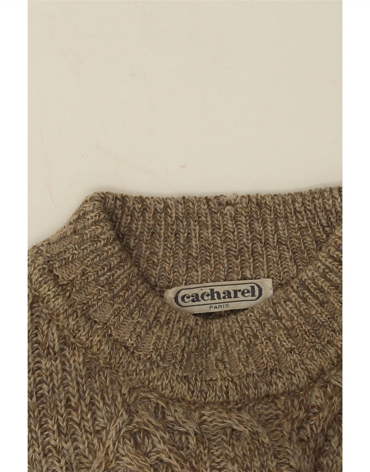 Cacharel Pull à col rond pour homme Large Beige Fair Isle