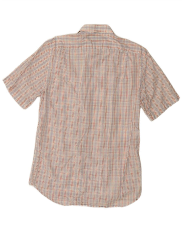 Hugo Boss Chemise à manches courtes pour homme Taille 39 15 1/2 Coton à carreaux blanc moyen