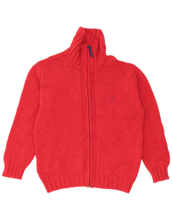 White Sails Pull Cardigan Homme Grande Laine Vierge Rouge