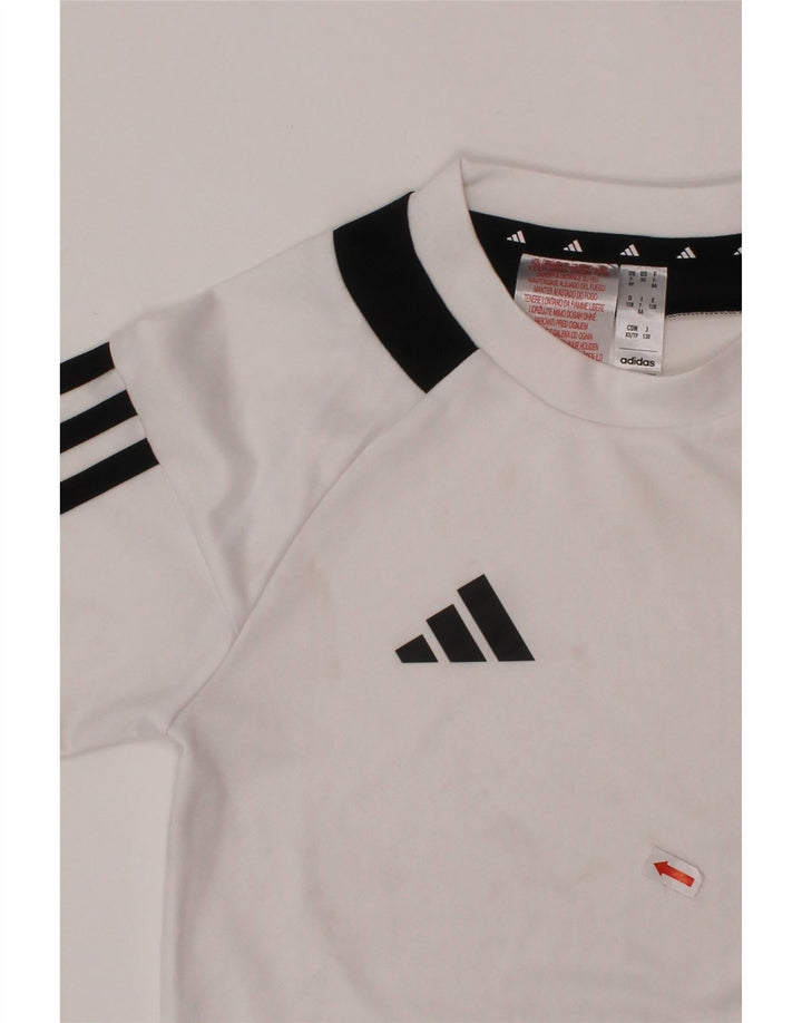 ADIDAS Garçons Aeroready T-Shirt Top 7-8 ans Blanc Colorblock Polyester