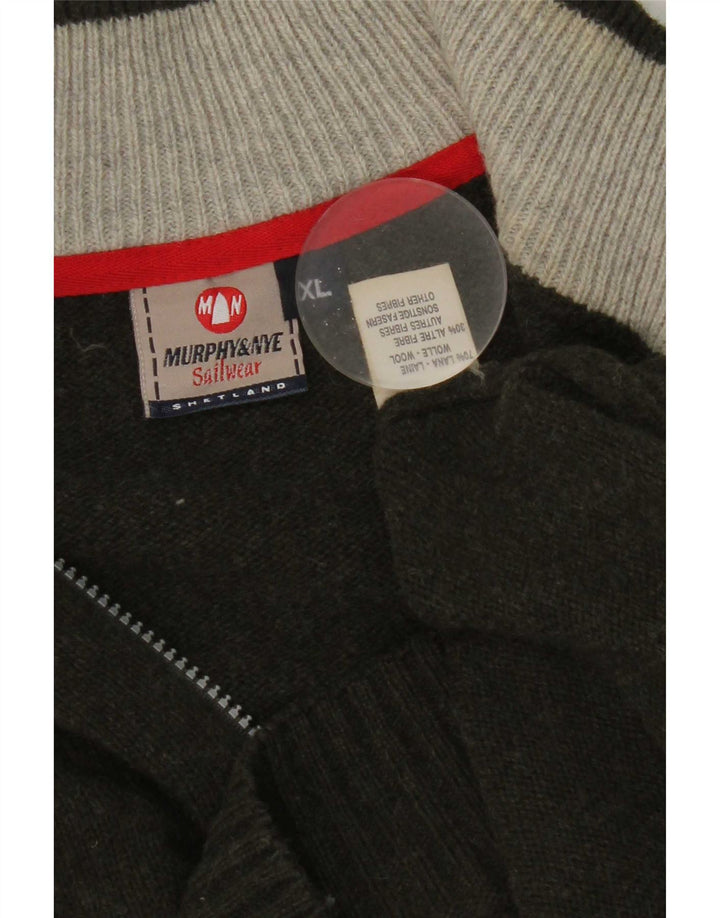 Murphy & Nye Pull à col zippé pour homme XL en laine verte
