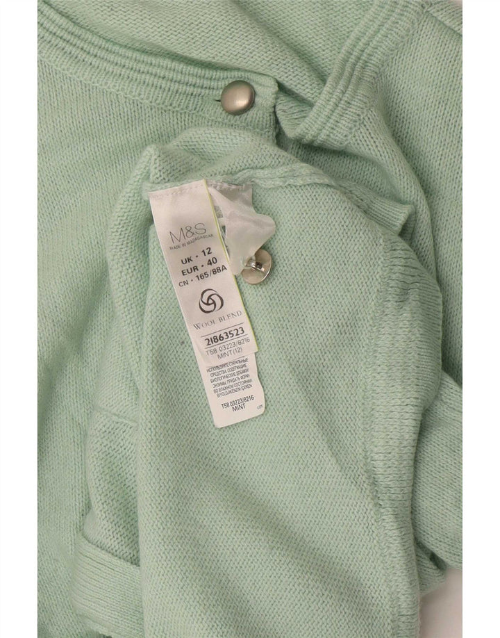 Marks & Spencer Pull Cardigan Femme UK 12 Acrylique Vert Moyen