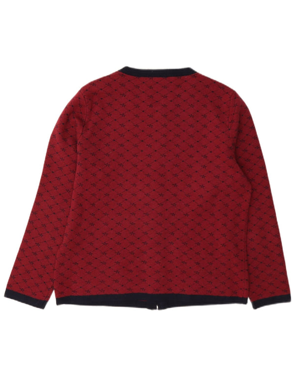 Castle of Ireland Pull Cardigan pour Femme UK 14 Viscose à Carreaux Rouge Moyen