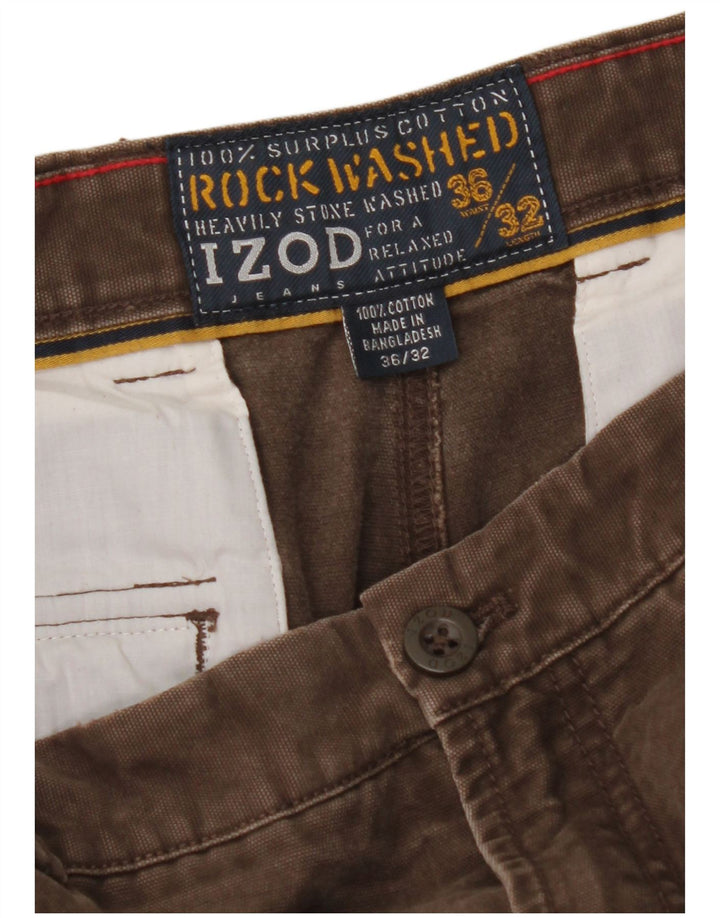 IZOD Pantalon Cargo Droit Homme W36 L32 Marron Coton