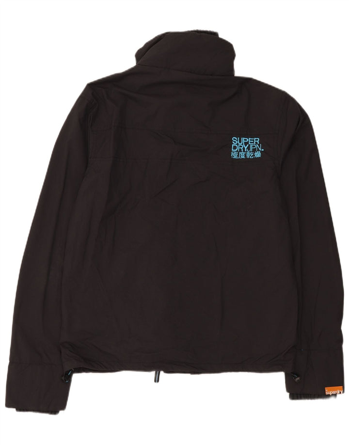 SUPERDRY Veste coupe-vent surdimensionnée graphique pour femme UK 14 Noir moyen