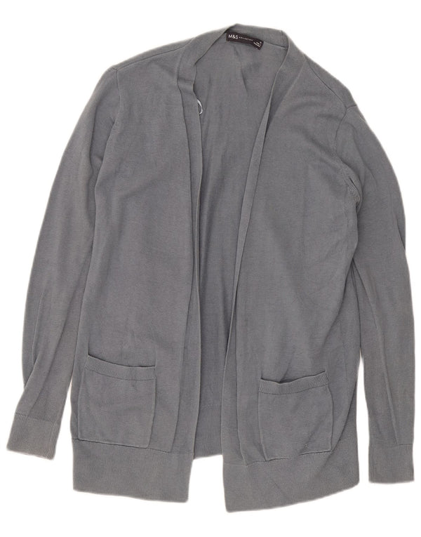 Marks & Spencer Pull Cardigan Ouvert pour Femme UK 12 Coton Gris Moyen