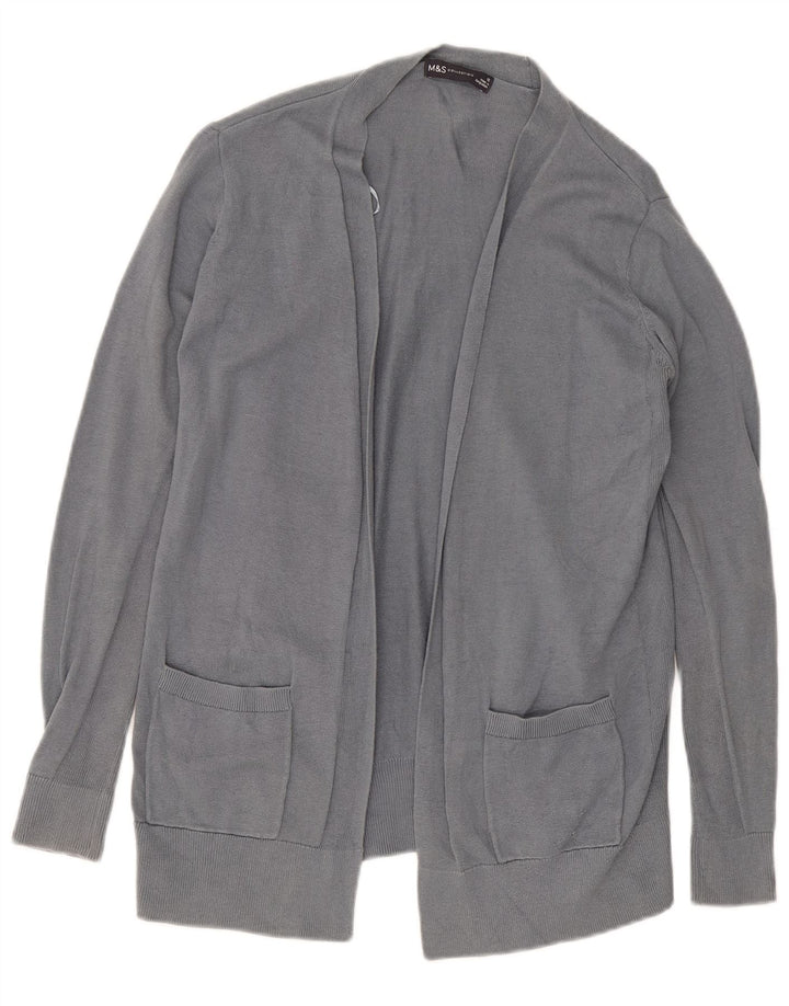 Marks & Spencer Pull Cardigan Ouvert pour Femme UK 12 Coton Gris Moyen