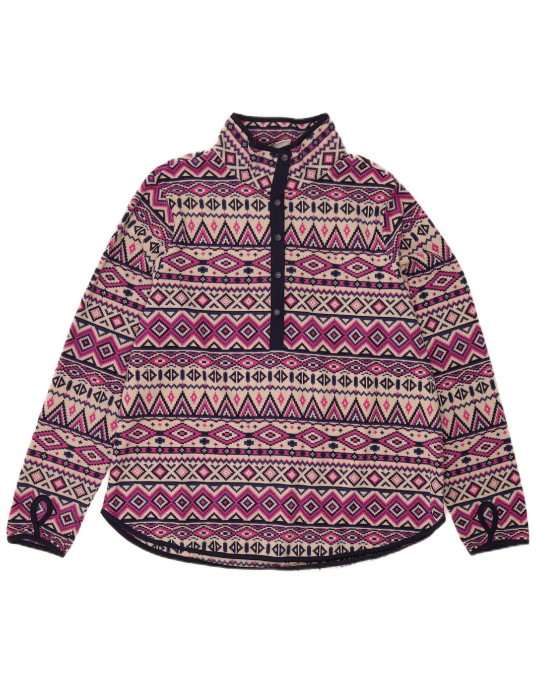 Tchibo Pull polaire à col boutonné pour femme UK 46 Large Fair Isle multicolore