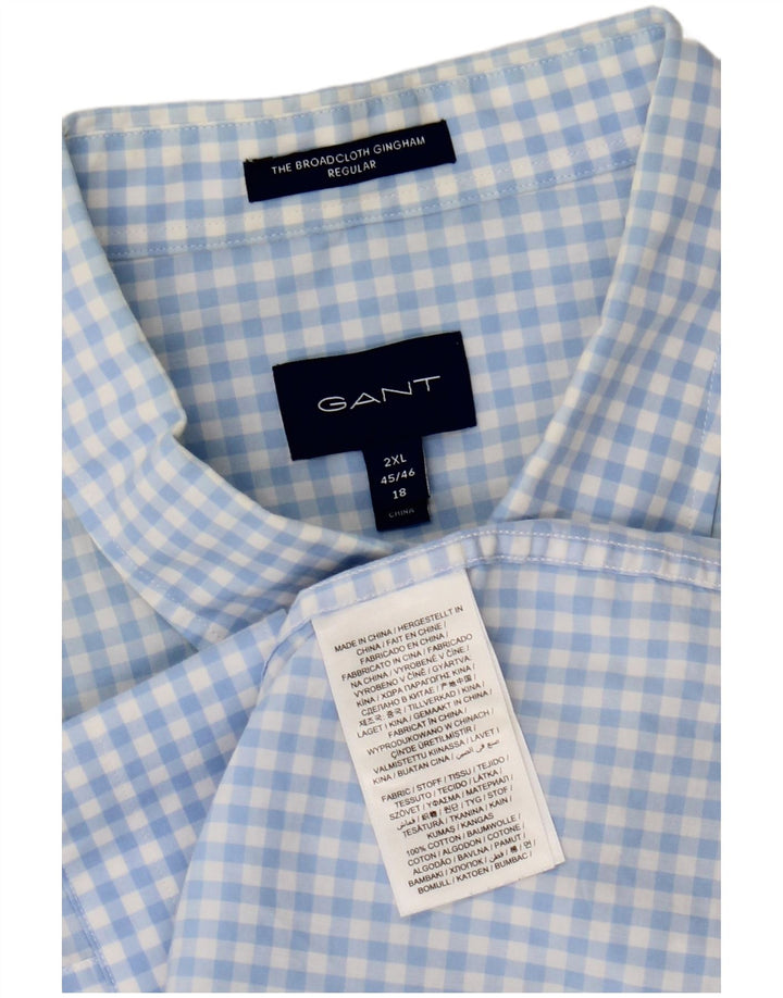 Gant Chemise Regular Fit Homme Taille 45/46 18 2XL Bleu Vichy Coton