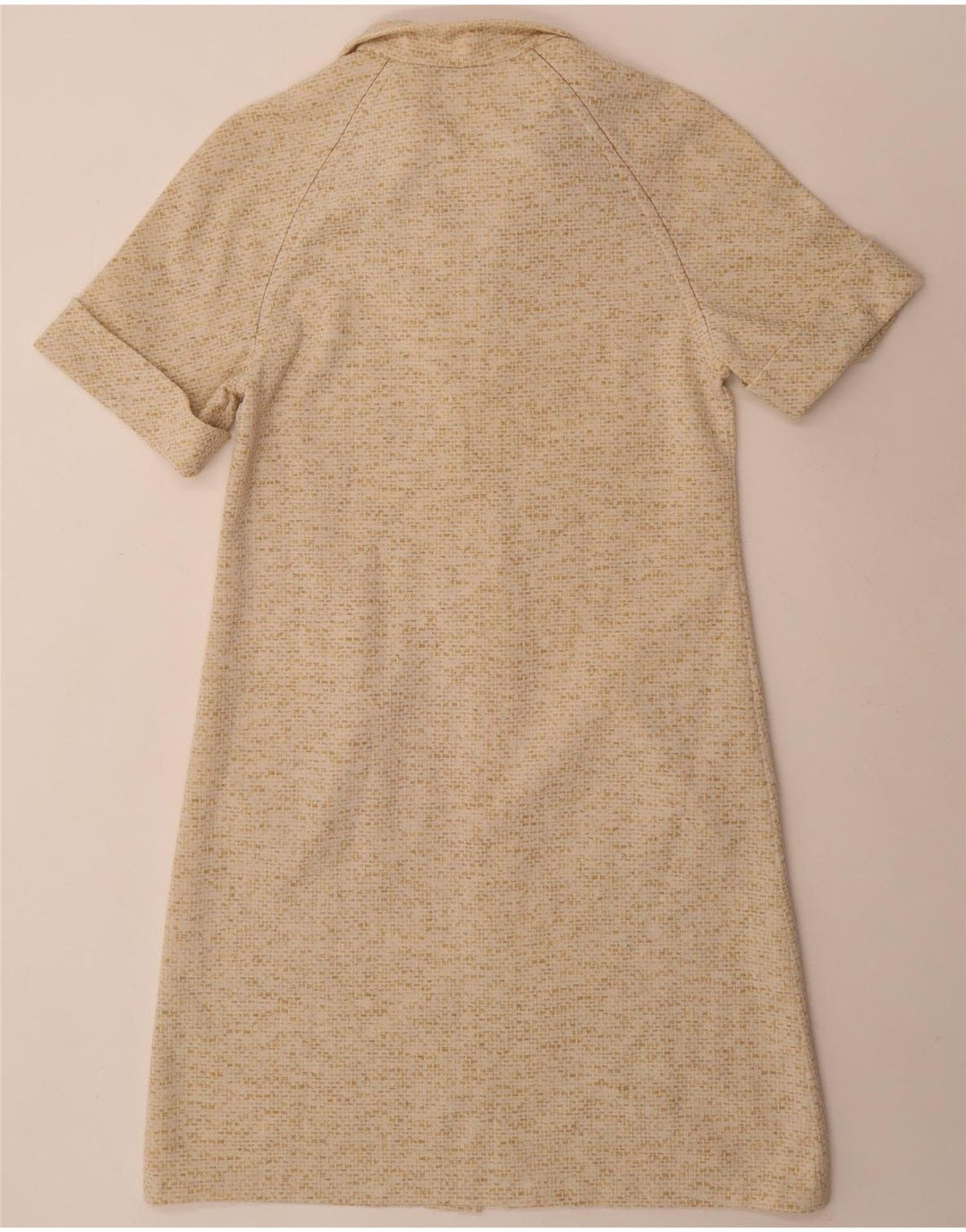 vintage Femme Shift Robe UK 14 Moyen Beige Moucheté